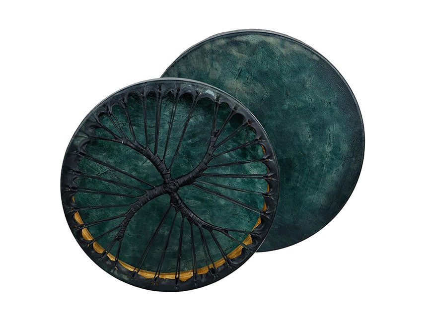 Shamanic Drums Made of Cedar Wood with Green Color Calf Skins Head Bag & Beaters